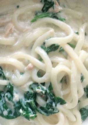 ツナとほうれん草のクリームうどん-レシピのメイン写真
