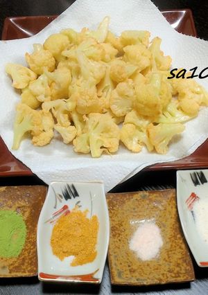 絶品！4種の塩で楽しむカリフラワー揚げ！-レシピのメイン写真