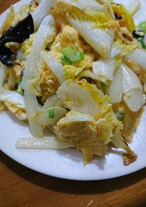 白菜・カニむき身とキクラゲの卵炒め-レシピのメイン写真