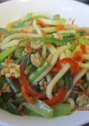 小松菜と人参にんにくの芽の焼うどん😋-レシピのメイン写真