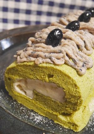抹茶きなこロール黒豆モンブランのせ-レシピのメイン写真