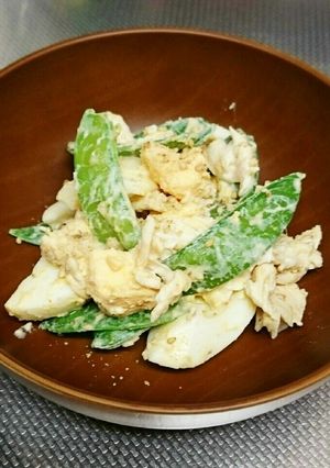 絹さやとささみのごまマヨしょうゆ和え-レシピのメイン写真