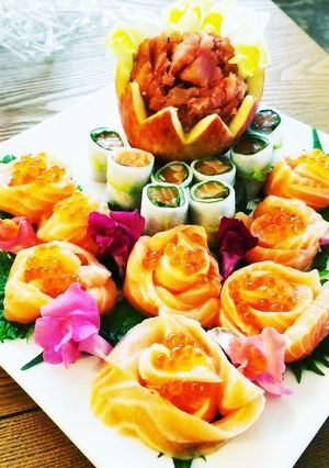 サーモンの薔薇の飾り❤-レシピのメイン写真