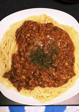 トマト鍋からの〜ミートソースパスタ-レシピのメイン写真