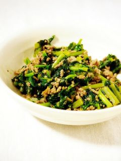 大根の葉と挽き肉の甘辛炒め-レシピのメイン写真