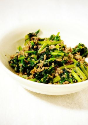 大根の葉と挽き肉の甘辛炒め-レシピのメイン写真