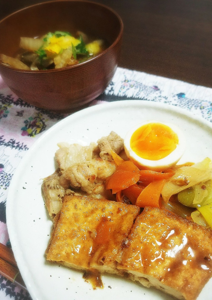厚揚げと豚肉と根菜のオイスターソース煮-レシピのメイン写真