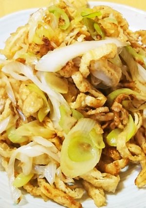 【大量消費】油揚げとネギの醤油炒め-レシピのメイン写真