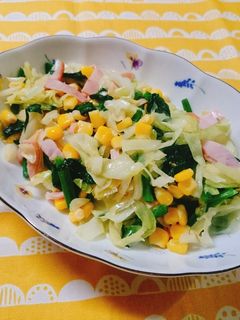 ♡キャベツとほうれん草の春色炒め♡-レシピのメイン写真