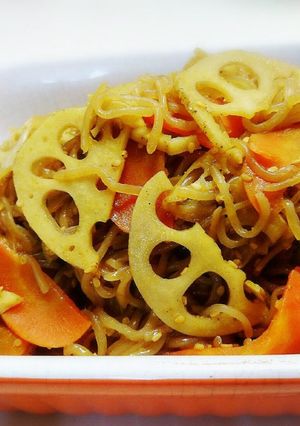 【常備菜】蓮根白滝人参のカレー風味金平-レシピのメイン写真