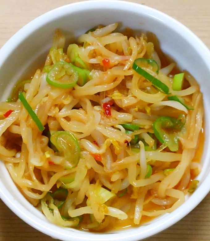 レンジで簡単♪❀もやしとネギのピリ辛和え by 331ミミイ