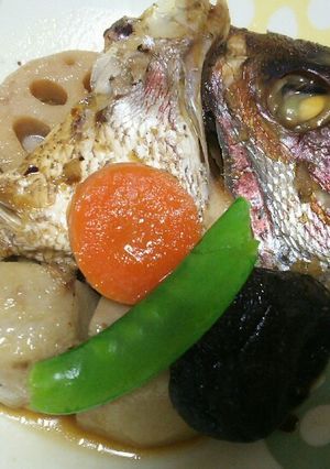 野菜とともに鯛の兜煮-レシピのメイン写真