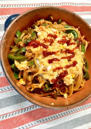 焼きそばdeモチッとナポリタン-レシピのメイン写真