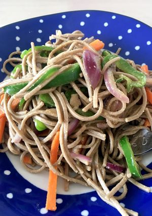 野菜とそばの胡麻パスタ-レシピのメイン写真