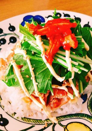 豚バラ水菜キムチでカフェ風丼♡-レシピのメイン写真