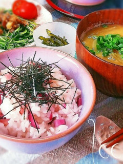 簡単!しば漬け+ベーコンマヨの混ぜご飯♪-レシピのメイン写真
