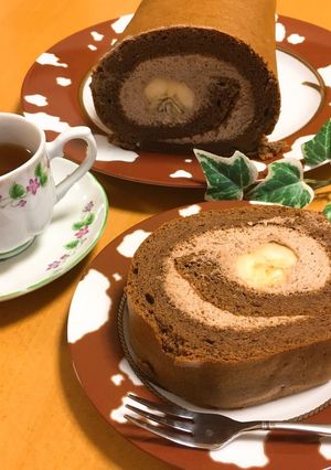 チョコバナナロールケーキ-レシピのメイン写真