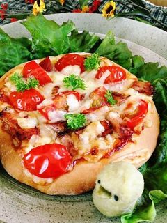 発酵1分!時短パン★ロースハムトマトピザ-レシピのメイン写真