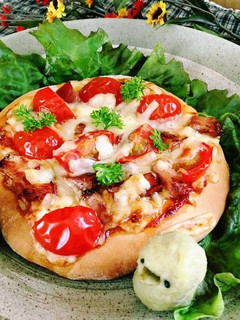 発酵1分!時短パン★ロースハムトマトピザ-レシピのメイン写真