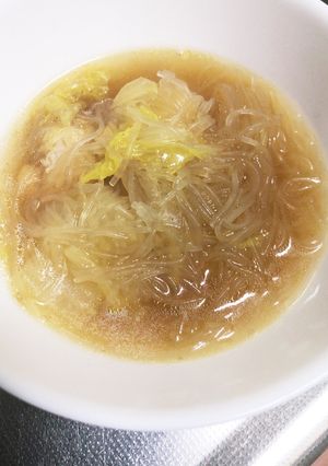 超楽々 鶏団子と春雨の中華スープ作ります-レシピのメイン写真