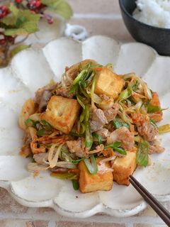 厚揚げ豆腐と長ねぎのキムチ炒め-レシピのメイン写真