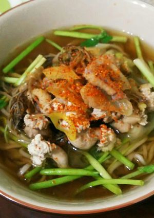 親鶏＆鶏モツの★セリ蕎麦★-レシピのメイン写真