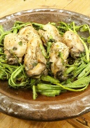 簡単おつまみ♪牡蠣とクレソンのバター炒め-レシピのメイン写真