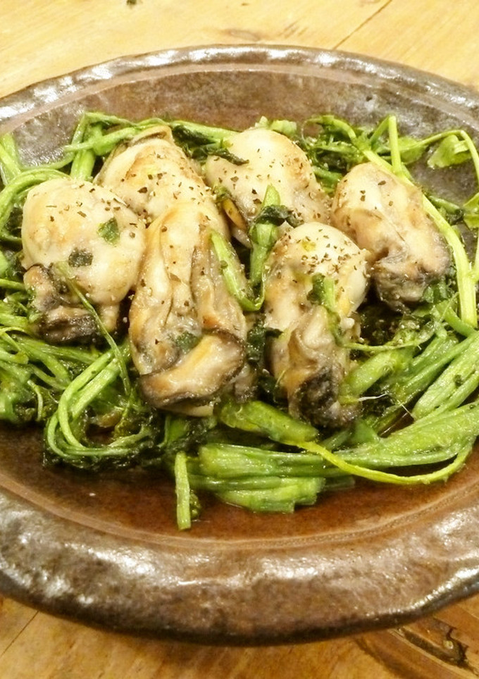 簡単おつまみ♪牡蠣とクレソンのバター炒め-レシピのメイン写真