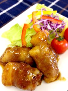 生姜焼き風⁈肉巻き餅♪-レシピのメイン写真