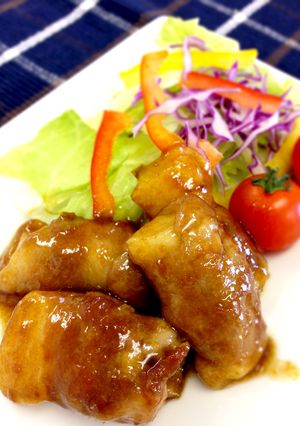 生姜焼き風⁈肉巻き餅♪-レシピのメイン写真