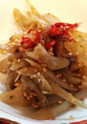 ゴボウとレンコンの牛肉入りキンピラ-レシピのメイン写真