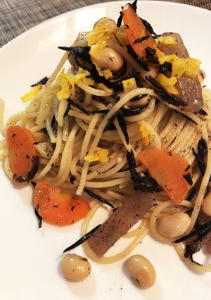 ひじき煮パスタ(ひじき煮のリメイク)-レシピのメイン写真