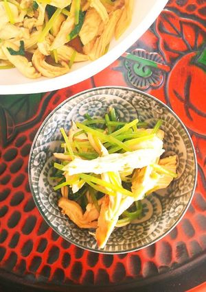 ☘️三つ葉とトリむね肉のわさび醤油あえ♪-レシピのメイン写真
