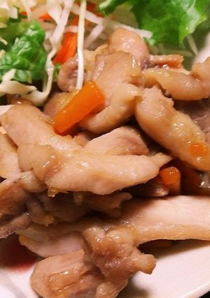 ヘルシーに!!人参と鶏もも肉の生姜焼き-レシピのメイン写真