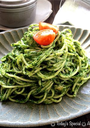 ちぢみほうれん草のジェノベーゼパスタ-レシピのメイン写真