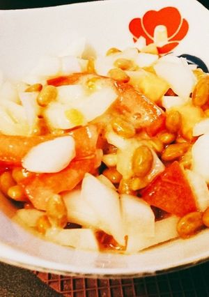 玉ねぎとトマトと納豆のあえ物-レシピのメイン写真