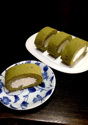 お抹茶濃いめのシフォンロール♬-レシピのメイン写真