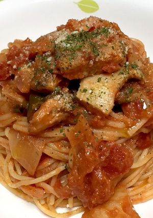 鯖と野菜のトマトソースパスタ-レシピのメイン写真