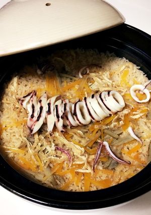土鍋の炊きこみイカ飯-レシピのメイン写真