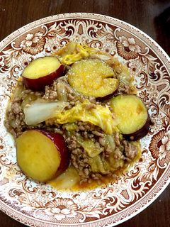さつまいもと白菜の挽肉あんかけ♪-レシピのメイン写真