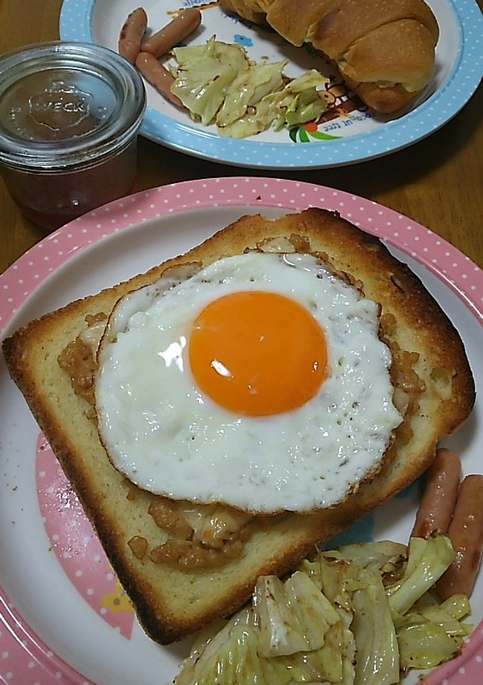 目玉焼き納豆トースト-レシピのメイン写真