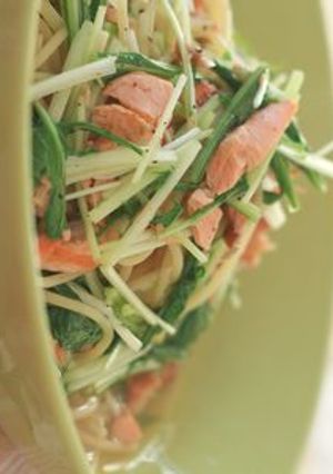 水菜と鮭フレークのお手軽パスタ-レシピのメイン写真