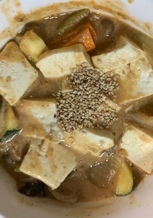 お一人様簡単梅チャプチェ味豆腐野菜炒め-レシピのメイン写真