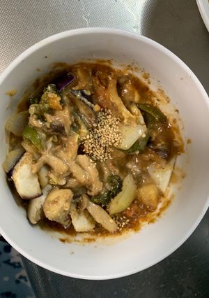 根菜茄子白菜中華風オイ味噌味温野菜サラダ-レシピのメイン写真