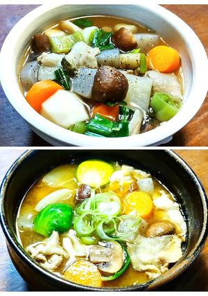 梅干し入り豚汁　醤油味・味噌味-レシピのメイン写真