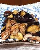 茄子と豚肉の揚げ焼きの甘辛炒め