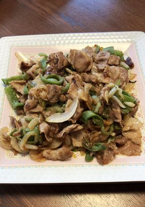 そら豆のさやと豚肉、玉葱のオイスター炒め-レシピのメイン写真