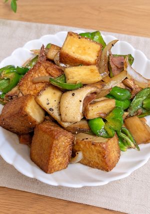カリッと厚揚げ♪野菜たっぷりバルサミ醤油焼き-レシピのメイン写真