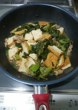 生高菜と豚バラ肉、厚揚げの味噌炒め-レシピのメイン写真