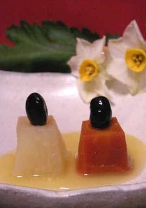 オレンジ味の大根人参アートのおひな様-レシピのメイン写真